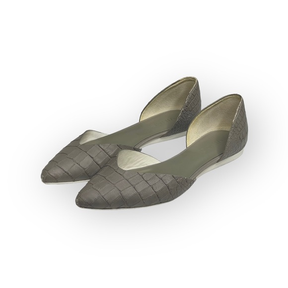 Vince ❃ Tara D’Orsay Pointy Toe Ballet Flat ❃ Embossed Leather ❃ Taupe Grey ❃ 39 - Picture 9 of 16